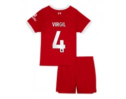 Liverpool Virgil van Dijk #4 Domaci Dres za Dječji 2023-24 Kratak Rukavima (+ kratke hlače)